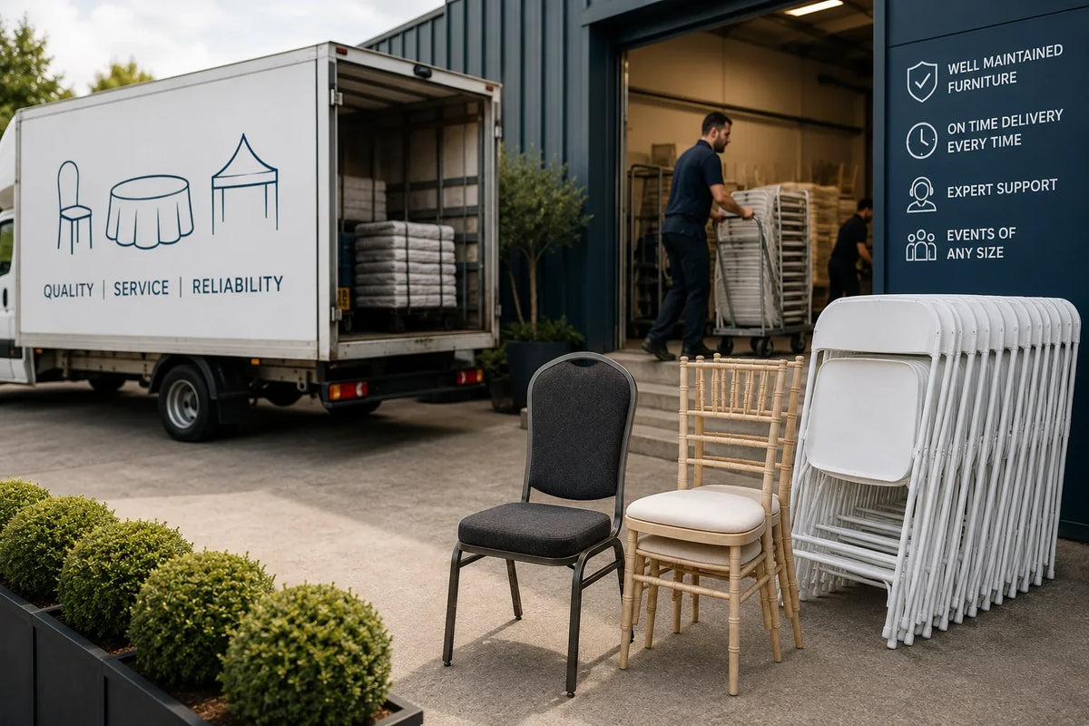 A delivery of furniture to a modern facility