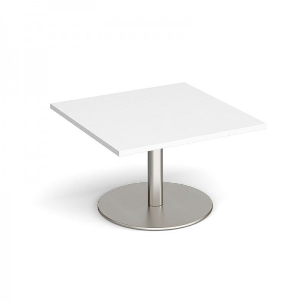 Robusta Square Coffee Table - White Top & Brushed Chrome Base