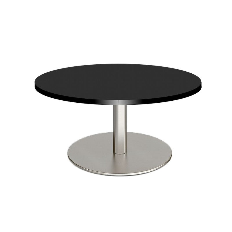 Mocha black round coffee table hire with chrome base