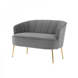 Grey Velvet Sofa - Gold Legs