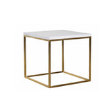 Madrid Side Table - White Top With Gold Frame
