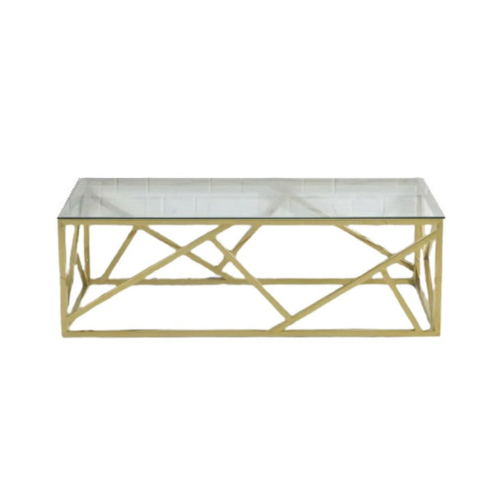 Image of Nairobi Coffee Table - Gold Frame Glass Top