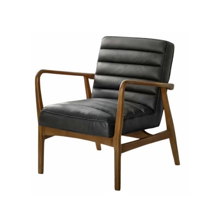 Image of Downtown Armchair - Black Seat With Wooden Frame