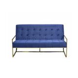 Lyon Two Seater Sofa - Blue With Gold Frame