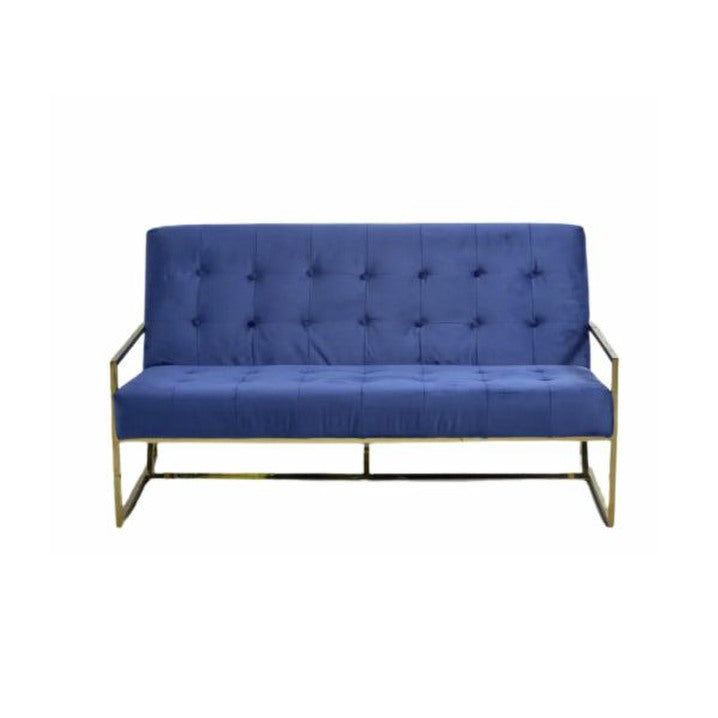 Lyon Two Seater Sofa - Blue With Gold Frame