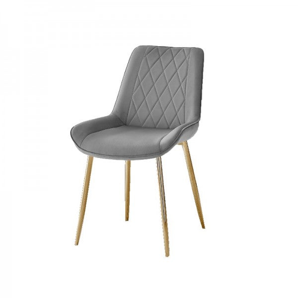 Vega Velvet Meeting Chair - Grey Seat With Gold Legs