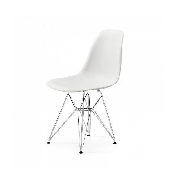 Eames Eiffel chair hire in white with wire frame base