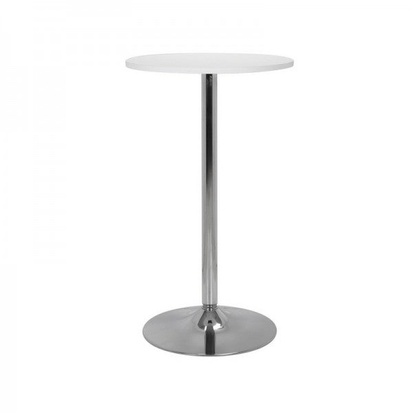 Highline Poseur Table - White Top With Chrome Base
