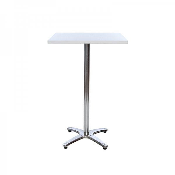 Loft Square Poseur Table - White Top With Chrome Base