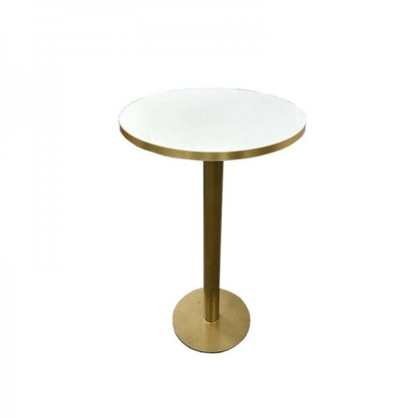 White and gold poseur table hire for events