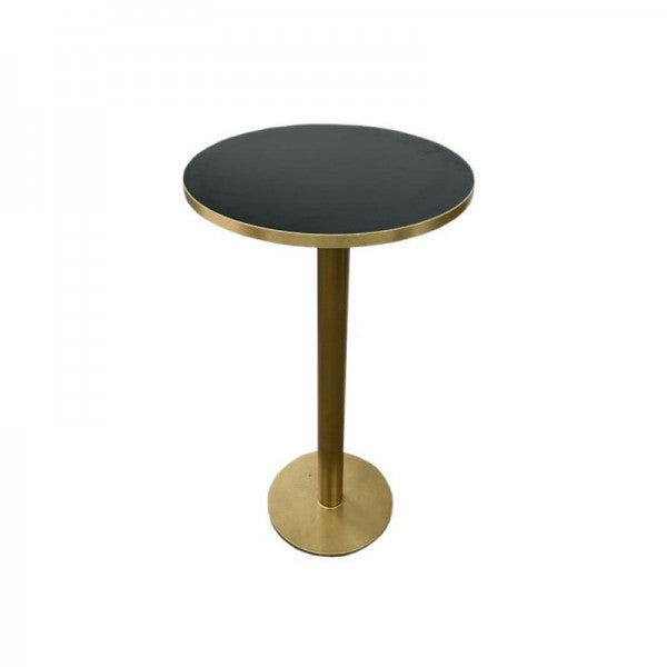 Black and gold poseur table hire for events