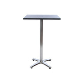 Square Poseur Table - 600mm Black Top/Chrome Frame