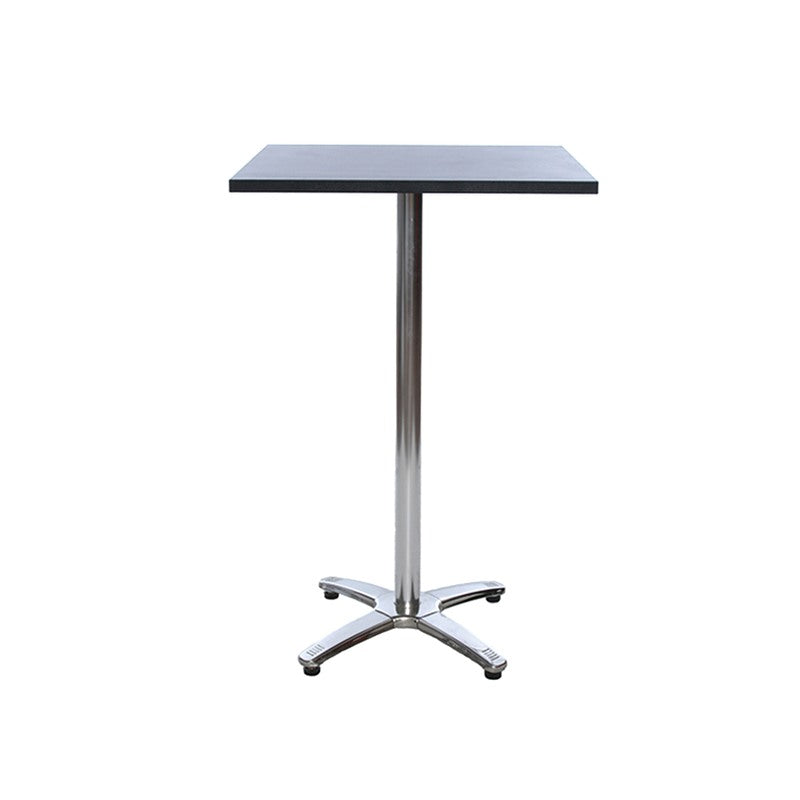 Loft Square Poseur Table - Black Top With Chrome Base