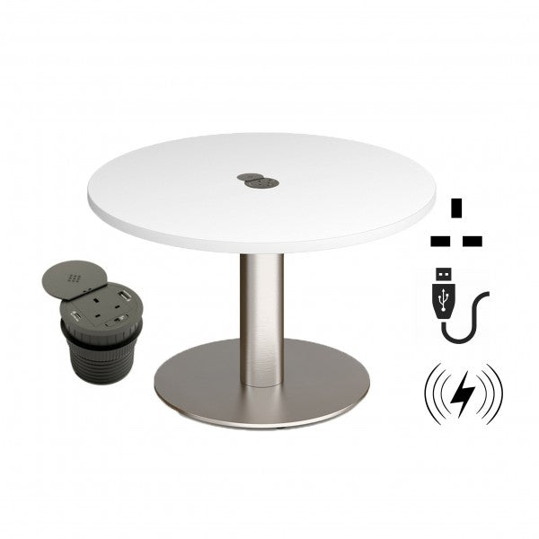 Powerline Coffee Table - White Top With Chrome Base