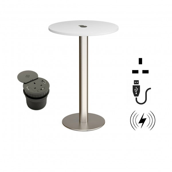 Powerline Poseur Table - White Top With Chrome Base