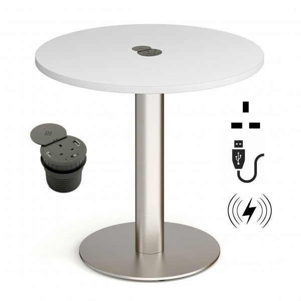 Powerline Bistro Table - White Top With Chrome Base