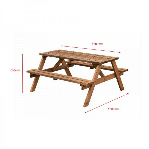 Exeter Wooden Six Seater Picnic Bench