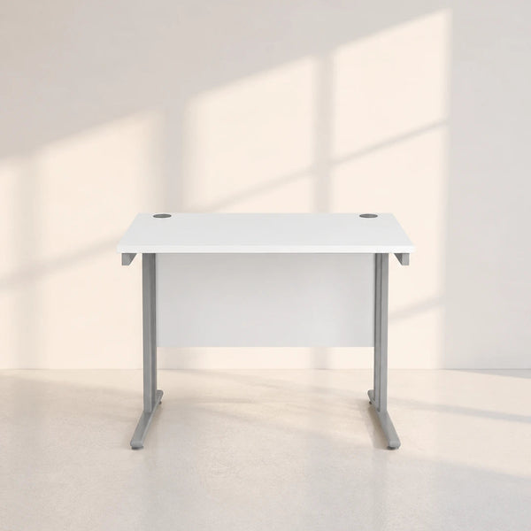 Cantilever Desk 1000mm - White With Grey Frame