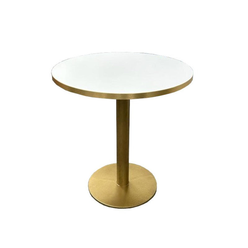 Keystone Round Bistro Table - White/Gold Top With Gold Base