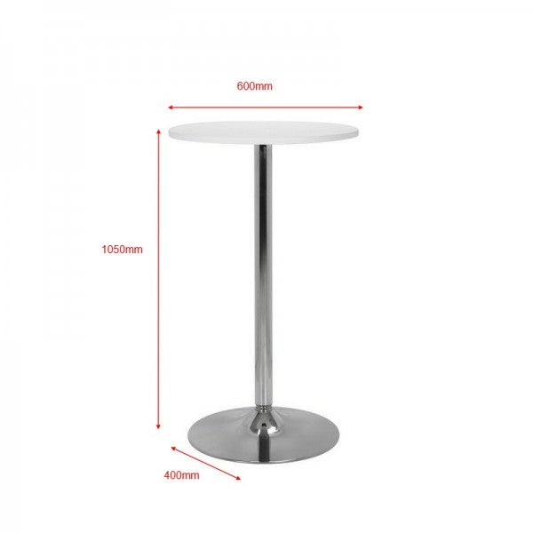 Highline Poseur Table - White Top With Chrome Base